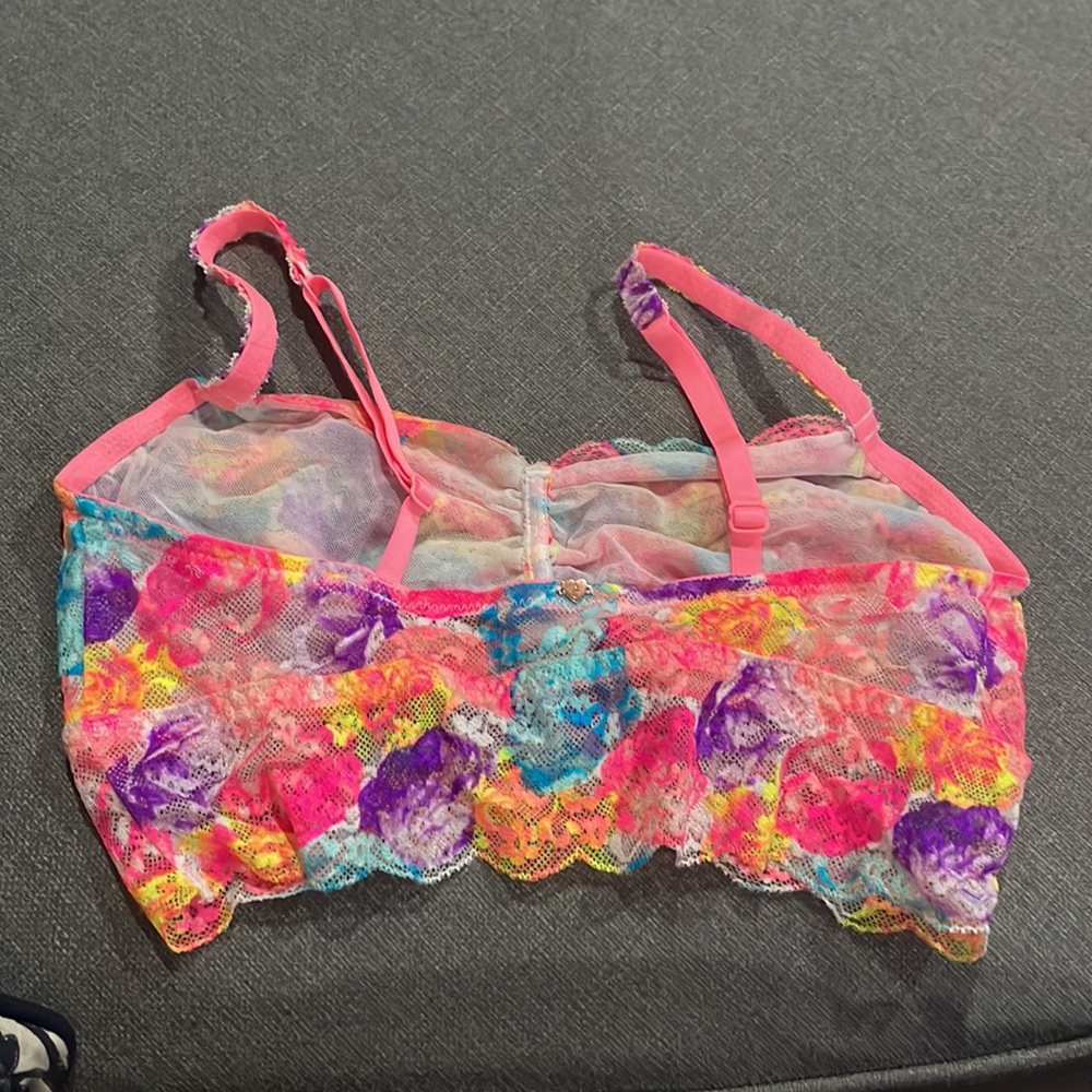 Pink Victoria Secret Lace Multicolored Pink Bralette M - Picture 5 of 9